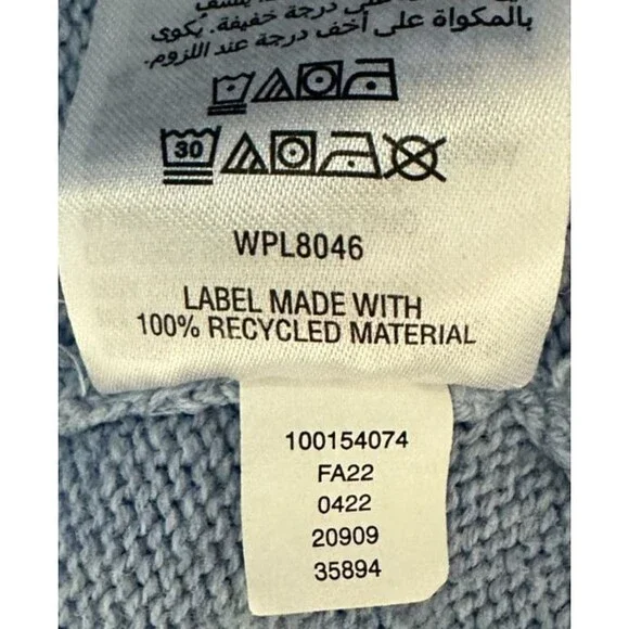 Karen Scott Cable Knit Mock Neck Sweater Size L Blue Coastal Grandma Old Money - Picture 8 of 8